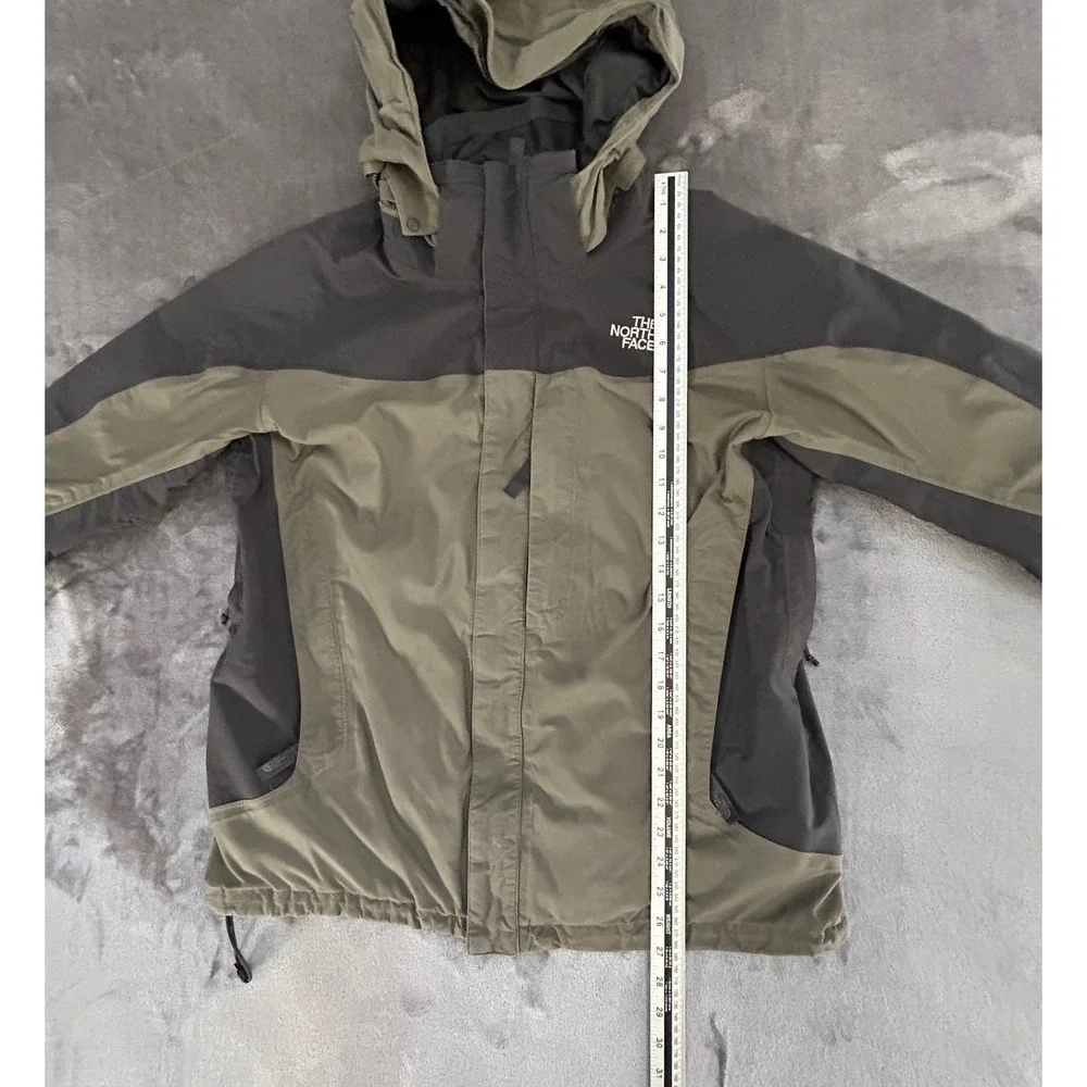 Vintage The North Face HyVent Jacket Mens M Hooded Olive Black Fleece Lined